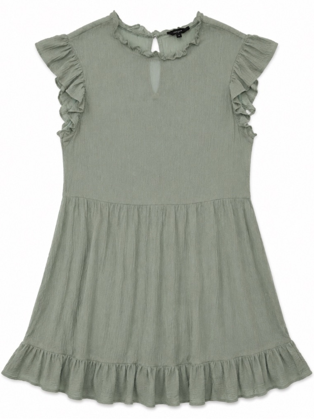 Rolypoly • Ruffle Sleeve • Sage Green • Side Zip • Pockets • Mini Dress • Medium